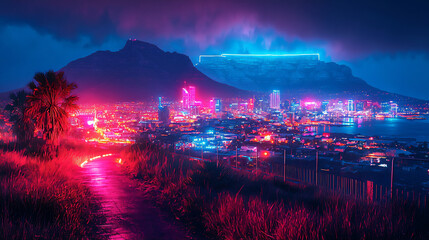 Naklejka premium cyberpunk cape town,