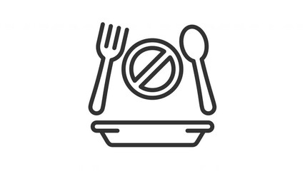 Animated no eating with food and forbidden sign symbol. Suitable for hajj, ramadan, muslim, ramadan, islam, mubarak, kareem, religion, celebration, fasting, culture, religious, moslem and eid mubarak
