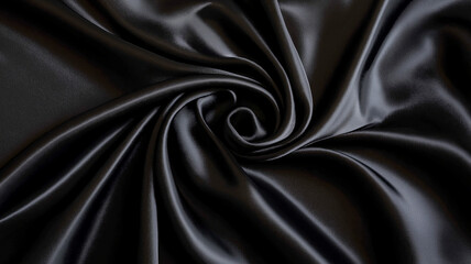 Fototapeta premium wrinkles of fabric black silk, from above