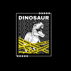 Dinosaur vector illustration make some noise dangerous typography poster