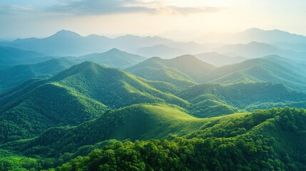 Lush green mountain range panorama