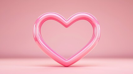 Glowing pink neon valentine 3d heart illuminating, casting vibrant reflections on a sleek concrete floor, love creating a romantic abstract atmosphere background