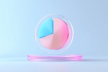 Client relationship skills concepts. A circular makeup palette with pink and blue shades on a minimalist background.