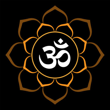 Om Symbol with ohmkar Lotus Mandala Art