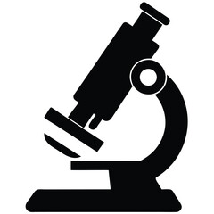Microscope illustration on white background showing scientific research equipment for medical and laboratory use