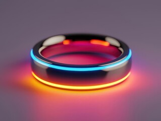 Smart ring glowing softly on a neutral background, futuristic wearable fitness tracking concept