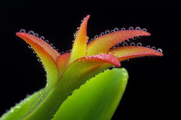 Abundant Dewdrops on Lush Green Leaves and Delicate Petals &ndash; Glistening Morning Nature Photography with Vibrant Botanical Beauty