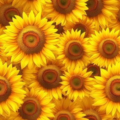Obraz premium Bright Sunflower Field Pattern in Vibrant Yellow for Seamless Background Design