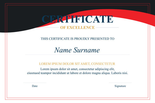 Red-black certificate of excellence template