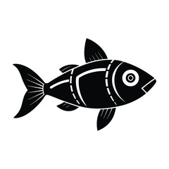 Smart Robotic Fish Swimming Flat Vector Silhouette with Transparent Background