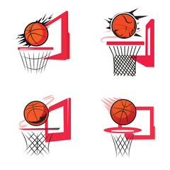 Basketball Hoop Shot Vector - Slam Dunk Sports Illustration