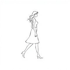 A cartoon profile of a simple woman's silhouette, by a single gray line_1.eps