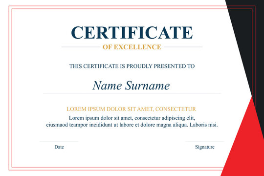 Red-black framed excellence certificate template