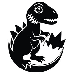 Cute Baby Dinosaur Hatching, Adorable Little Dino Emerging from Egg, Fun Kids' Vector Illustration on White Background