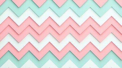 A colorful zigzag pattern featuring alternating shades of pink, white, and mint green, creating a playful and vibrant visual effect.