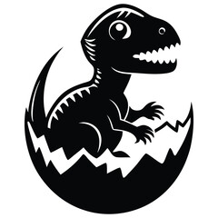 Cute Baby Dinosaur Hatching, Adorable Little Dino Emerging from Egg, Fun Kids' Vector Illustration on White Background