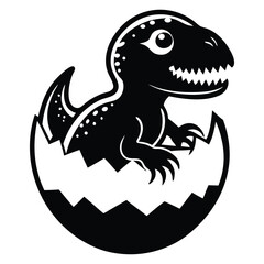 Cute Baby Dinosaur Hatching, Adorable Little Dino Emerging from Egg, Fun Kids' Vector Illustration on White Background