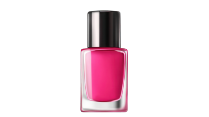 Elegant bottle of pink nail polish with brush slightly removed