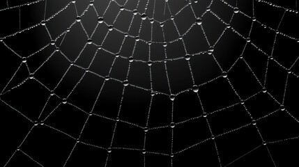 Obraz premium A macro shot of morning dew on a spiderweb, glistening in the sunlight, delicate and intricate