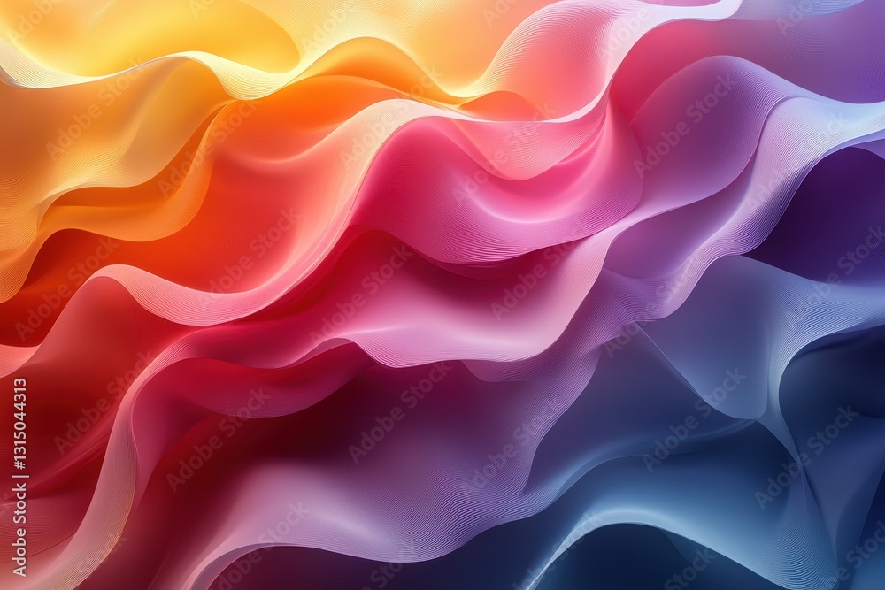 Poster colorful flowing waves create a dynamic abstract background with vibrant hues and smooth textures