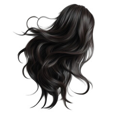 Flowing Dark Hair with Waves for Beauty and Fashion Concepts