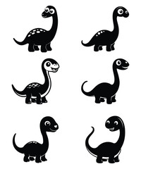 Dinosaurs Silhouette Vector Bundle, Prehistoric Dinosaur Silhouette Art Illustration on a White Background