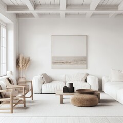 A modern minimalist interior design of a stylish living room