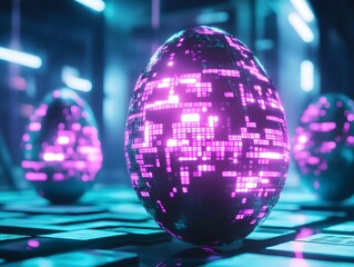 Cracked Glass Easter Eggs with Neon Glows
