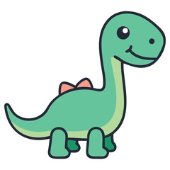Cute Friendly Dinosaur Cartoon Vector, Adorable Brontosaurus Clipart for Kids' Designs, Decor, and Fun Illustrations