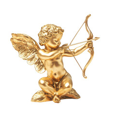 a golden cupid with a bow and arrow