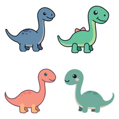 Cute Friendly Dinosaur Cartoon Vector, Adorable Brontosaurus Clipart for Kids' Designs, Decor, and Fun Illustrations