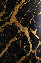 Luxury Veins: Black marble with gold veins creating an elegant and luxurious surface. 