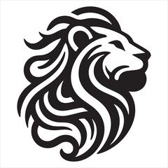 Lion head silhouette vector logo