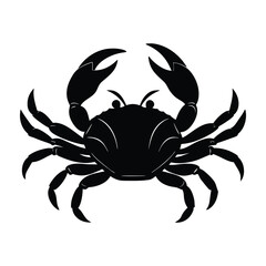 Crab Outline Silhouette With Sideways Walk And Open Claws On White Background