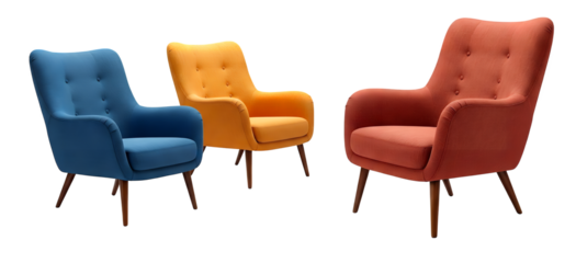 Modern Upholstered Accent Chairs in Vibrant Colors with Wooden Legs