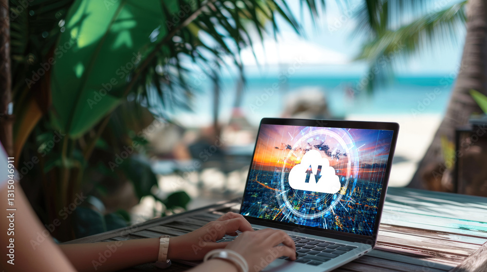 Poster cloud computing software for brisk remote work and personal data storage