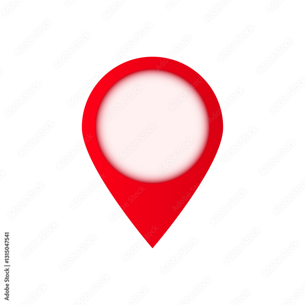Poster red location pin icon used for navigation, indicating specific map points. commonly seen in maps.