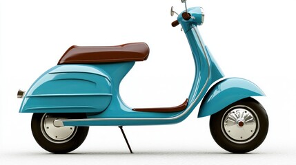 Obraz premium Retro Teal Scooter on White Background