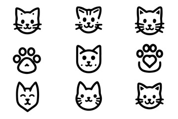 Cat Face and Paw Icons