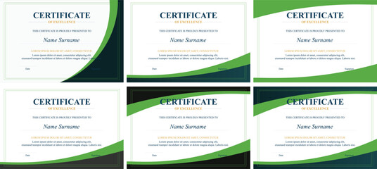 Six Green-Navy Certificate Designs