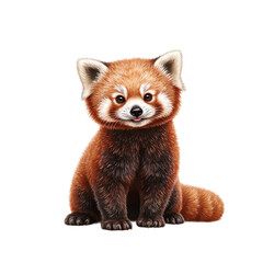 Obraz premium Adorable red panda sitting playfully showcasing its fuzzy tail and cute expression Perfect for animal lovers