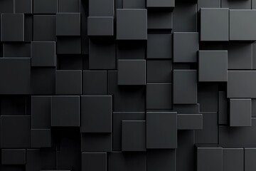 Abstract dark squares wall, geometric background, 3d rendering