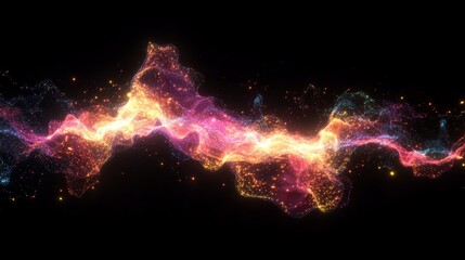 Fototapeta premium A captivating abstract image featuring explosive colorful energy waves in a dark background. Sparkling details add a touch of magic and allure.