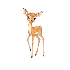 Fototapeta premium Adorable baby deer with innocent eyes and graceful stance radiating pure innocence and charm on a clean white backdrop