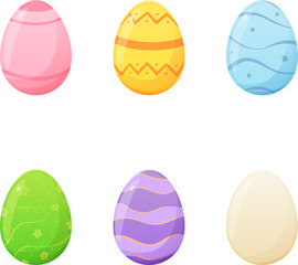 Easter colorful eggs. Set of Easter eggs in cartoon style