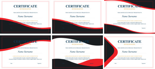 Six Red-Black Excellence Certificates