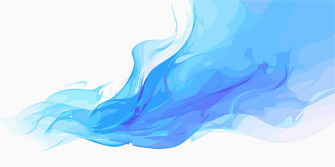 Abstract blue flowing wave design in flat style - decorative artistic icons set.