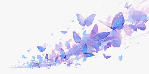 Flat vector icons set of colorful butterflies in flight.