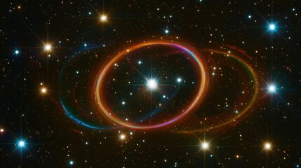 Cosmic rings around star cluster in deep space