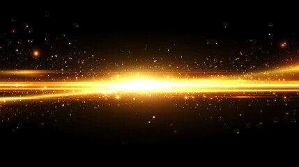 Abstract golden light trails on black background creating a dynamic and energetic visual effect perfect for modern design